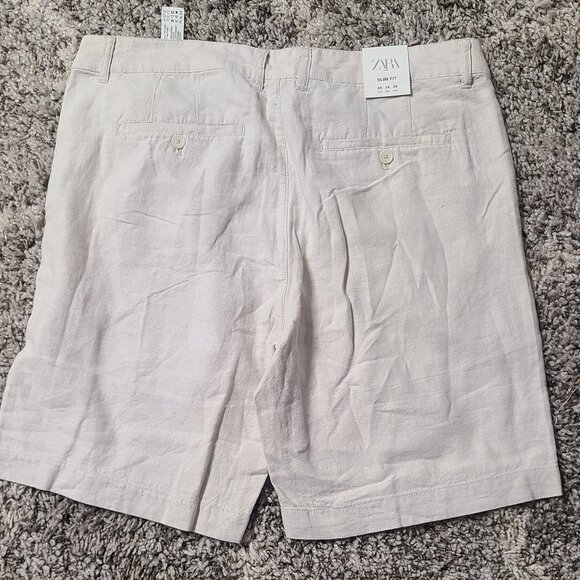 ZARA BELTED LINEN SHORTS SIZE 38  8288/750/052 - Picture 2 of 2